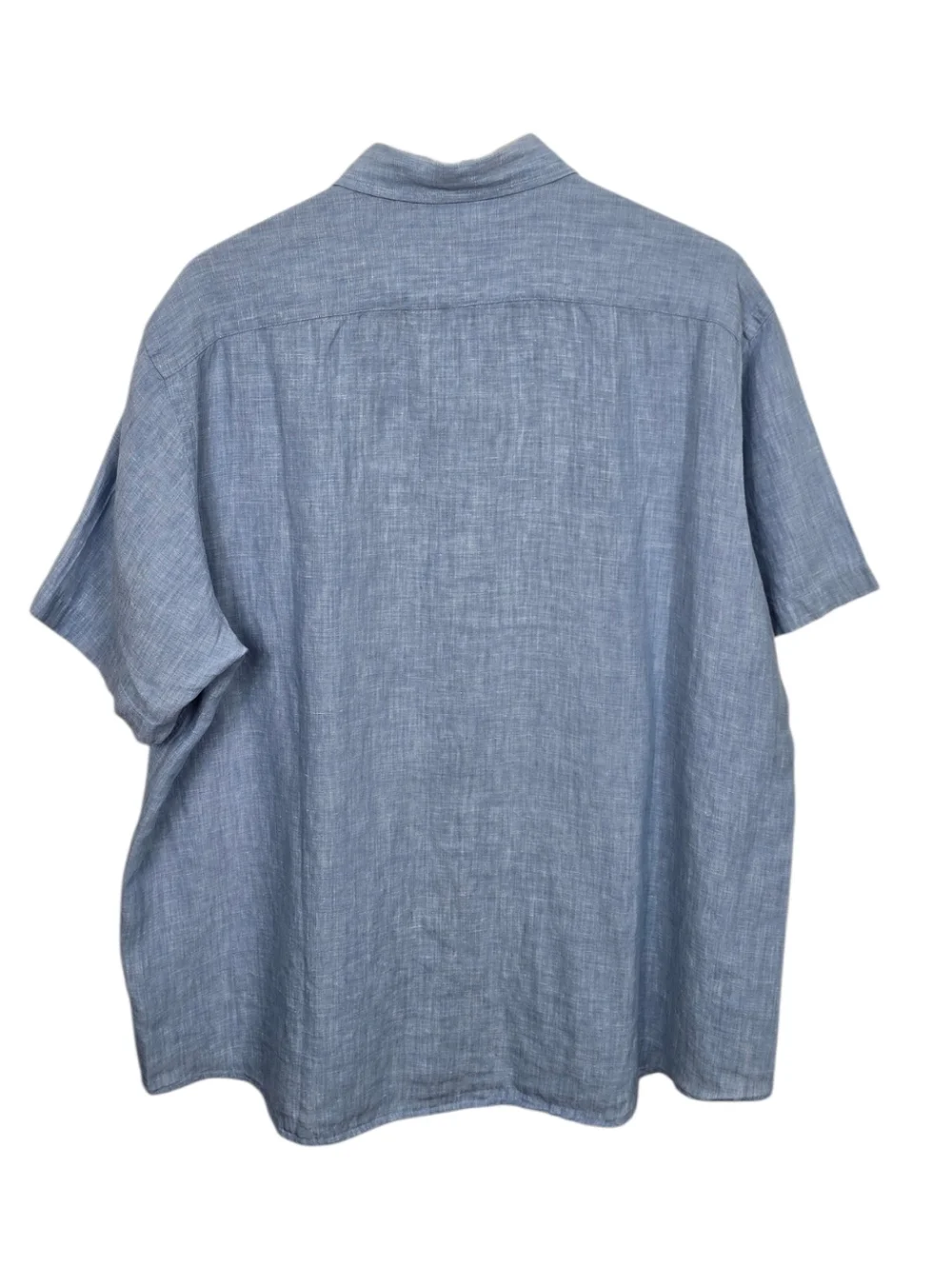 J Crew Linen Light Blue Short Sleeve Button Down Shirt Men's Large
